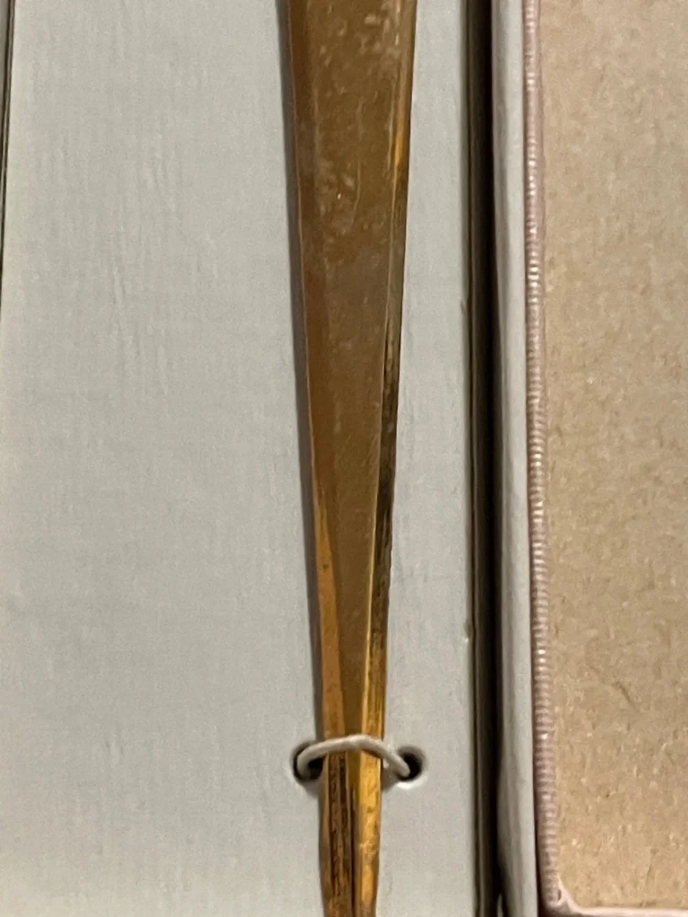 Vintage Gold Letter Opener with Blue and White Cross Emblem